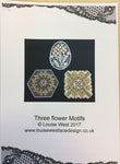 Bobbin lace patterns for three flower motifs